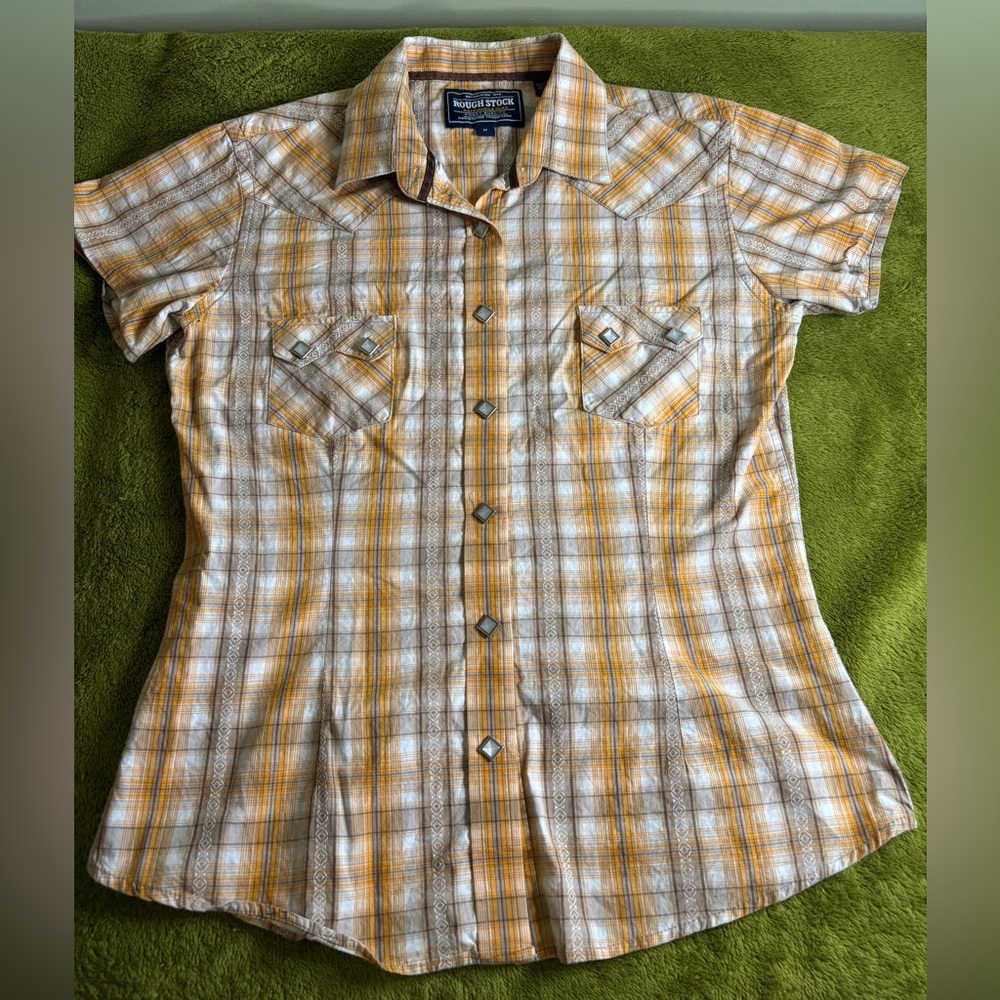 Panhandle Slim Yellow and White Plaid Button Down Shirt